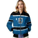 personalized dallas mavericks stripe statement blue black bomber jacket best selling