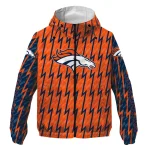 personalized denver broncos lightning strike grid orange windbreaker jacket best selling