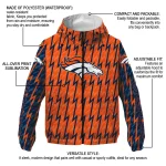 personalized denver broncos lightning strike grid orange windbreaker jacket best selling