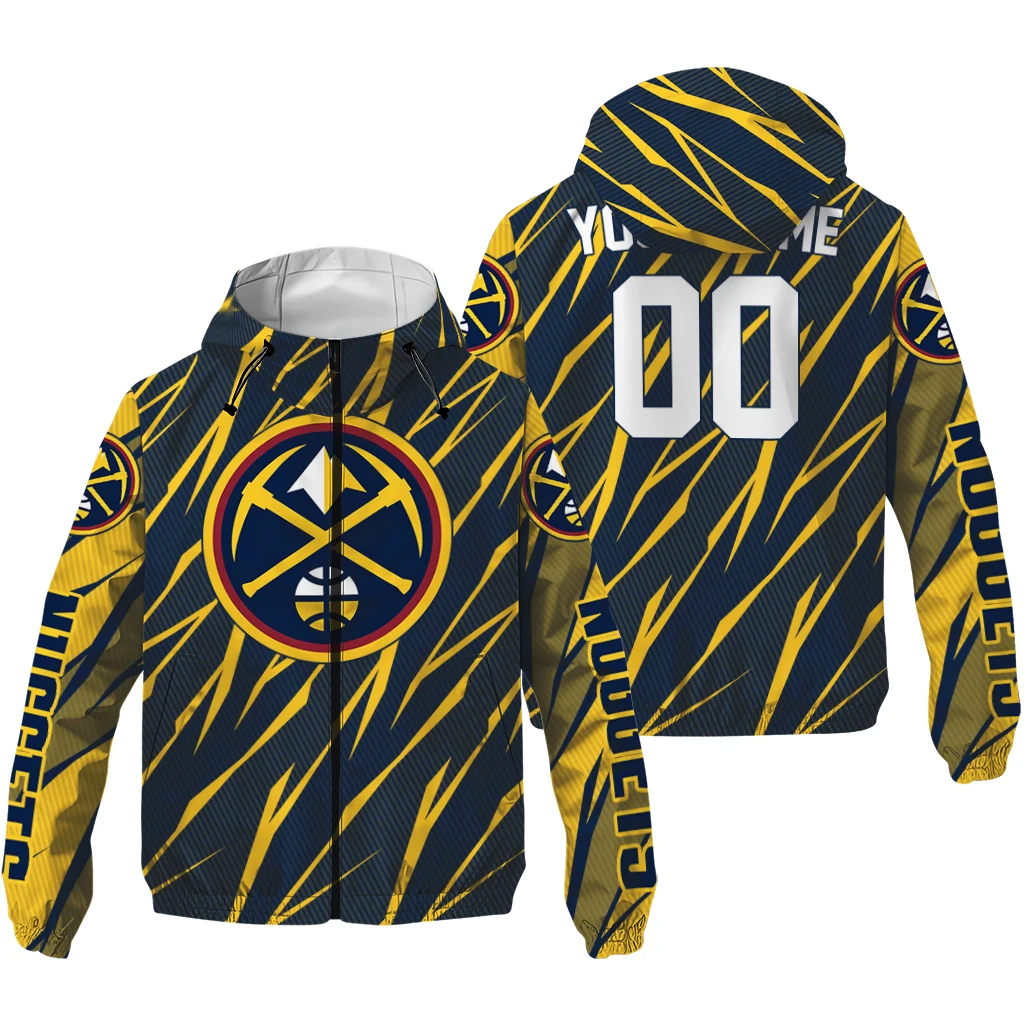 personalized denver nuggets abstract streaks blue windbreaker jacket high quality personalized denver nuggets abstract streaks blue windbreaker jacket high quality