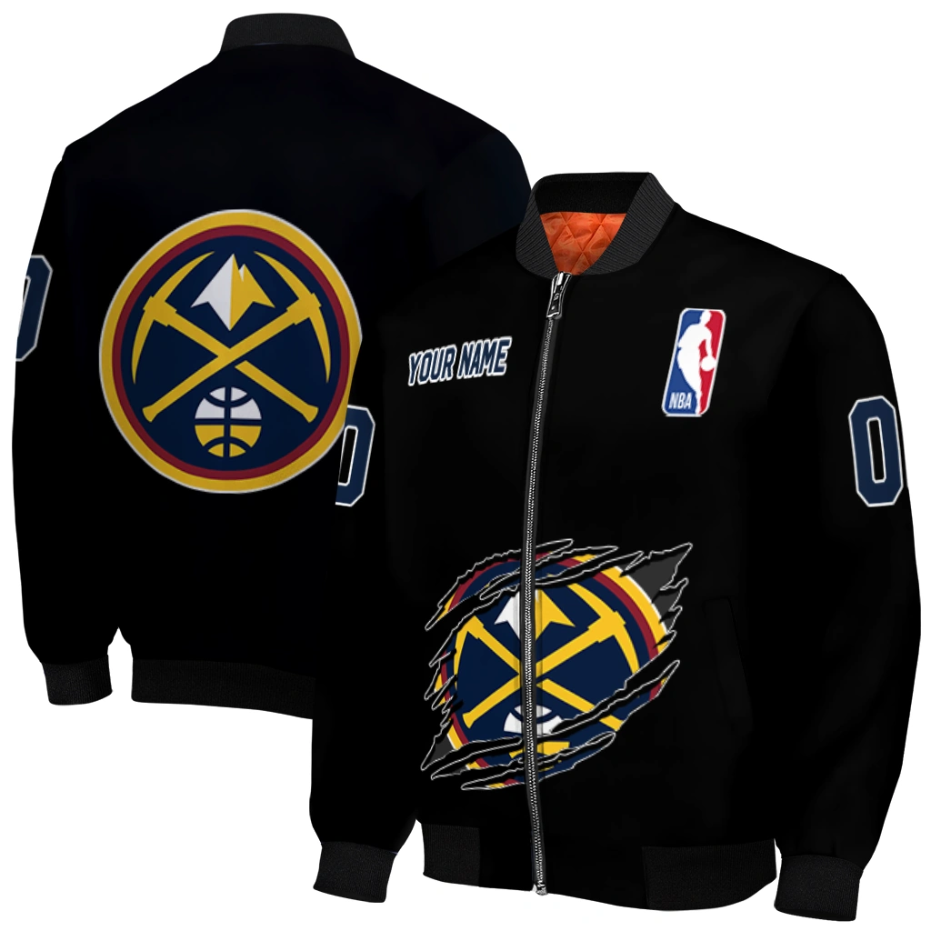 personalized denver nuggets claw edge black bomber jacket best selling personalized denver nuggets claw edge black bomber jacket best selling