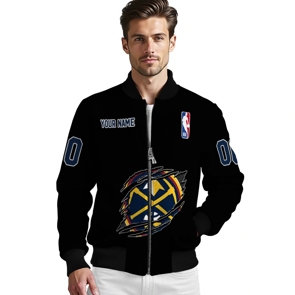 personalized denver nuggets claw edge black bomber jacket high quality personalized denver nuggets claw edge black bomber jacket high quality