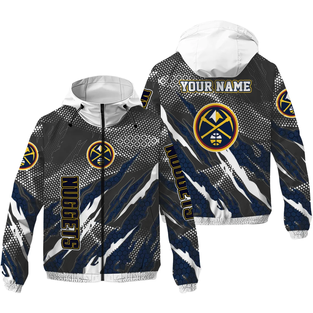 personalized denver nuggets claw mesh blue gray windbreaker jacket high quality personalized denver nuggets claw mesh blue gray windbreaker jacket high quality