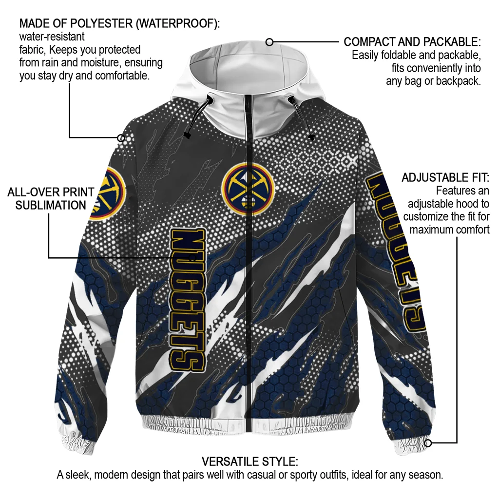 personalized denver nuggets claw mesh blue gray windbreaker jacket new arrival personalized denver nuggets claw mesh blue gray windbreaker jacket new arrival
