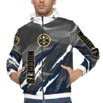 personalized denver nuggets claw mesh blue gray windbreaker jacket best selling