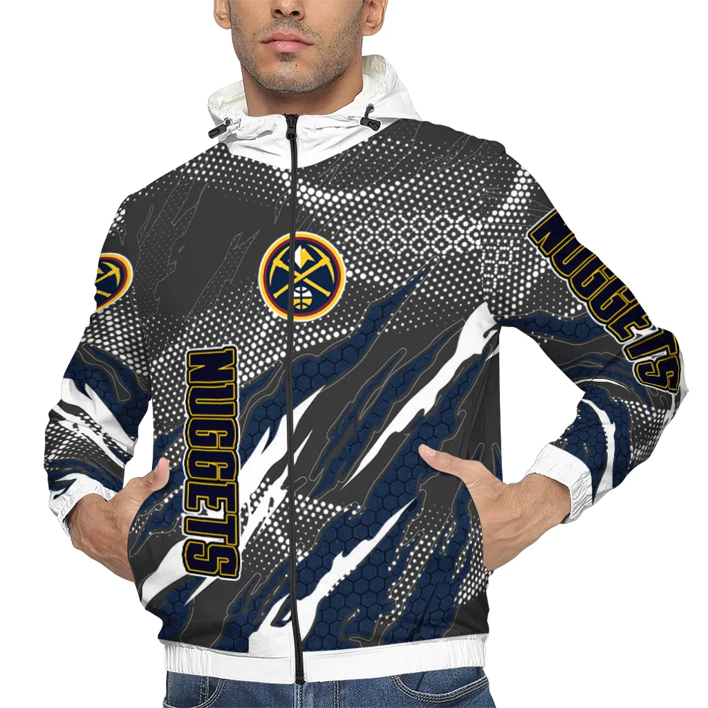 personalized denver nuggets claw mesh blue gray windbreaker jacket top rated personalized denver nuggets claw mesh blue gray windbreaker jacket top rated