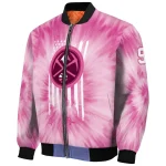 personalized denver nuggets pink tie dye pink bomber jacket best selling