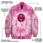 personalized denver nuggets pink tie dye pink varsity jacket best selling