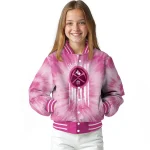 personalized denver nuggets pink tie dye pink varsity jacket best selling