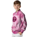 personalized denver nuggets pink tie dye pink varsity jacket best selling