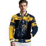 personalized denver nuggets reaper hands blue black varsity jacket best selling