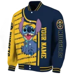 personalized denver nuggets stitch laughing blue varsity jacket best selling