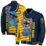 personalized denver nuggets stitch laughing blue varsity jacket best selling