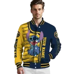 personalized denver nuggets stitch laughing blue varsity jacket best selling