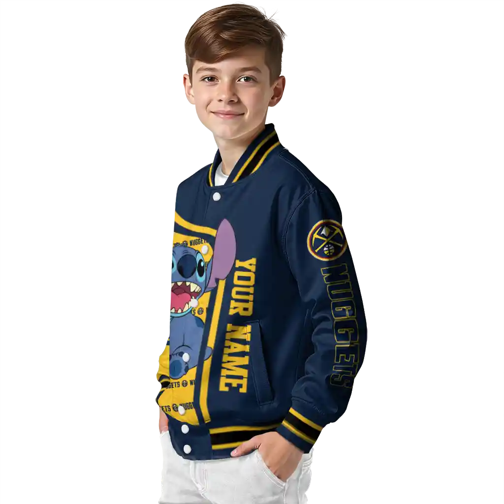 personalized denver nuggets stitch laughing blue varsity jacket trendy personalized denver nuggets stitch laughing blue varsity jacket trendy