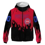personalized detroit pistons flame trim red black windbreaker jacket best selling