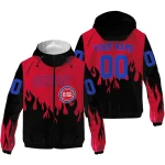 personalized detroit pistons flame trim red black windbreaker jacket best selling