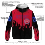 personalized detroit pistons flame trim red black windbreaker jacket best selling