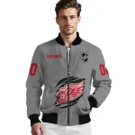 personalized detroit red wings claw streak grey bomber jacket best selling