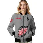 personalized detroit red wings claw streak grey bomber jacket best selling