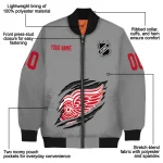 personalized detroit red wings claw streak grey bomber jacket best selling