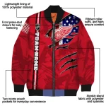 personalized detroit red wings usa flag rips red bomber jacket best selling