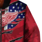 personalized detroit red wings usa flag rips red bomber jacket best selling