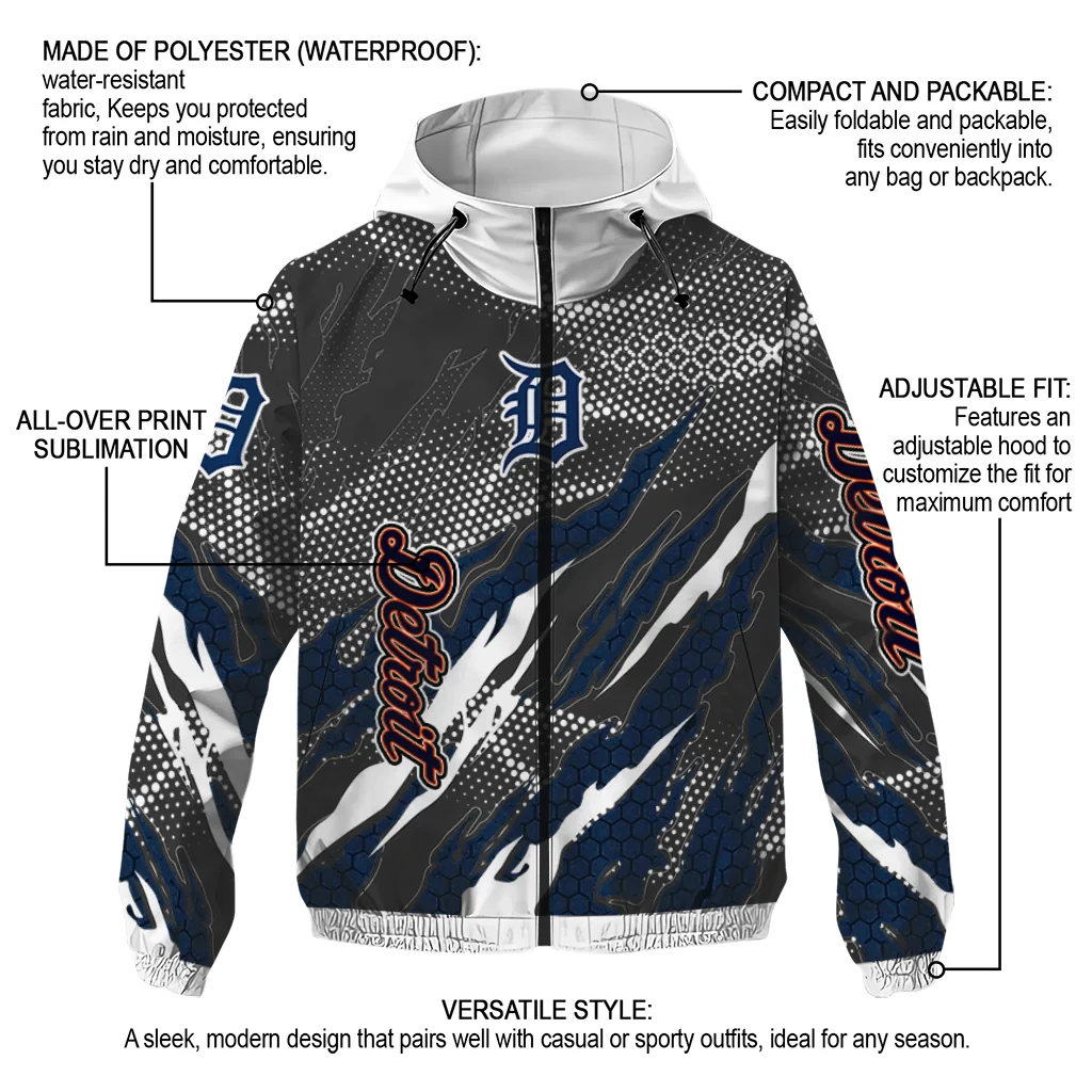 personalized detroit tigers claw mesh navy gray windbreaker jacket new arrival personalized detroit tigers claw mesh navy gray windbreaker jacket new arrival