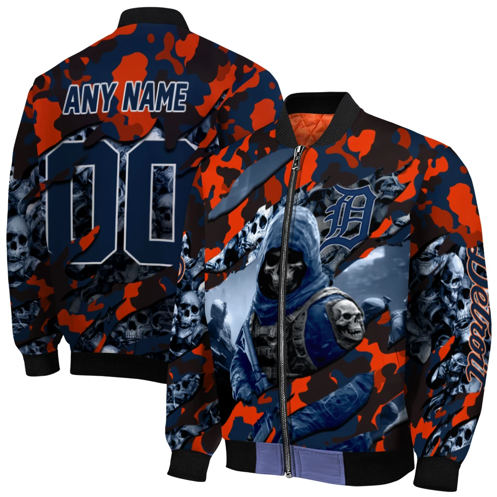 personalized detroit tigers skull horde navy bomber jacket best selling personalized detroit tigers skull horde navy bomber jacket best selling