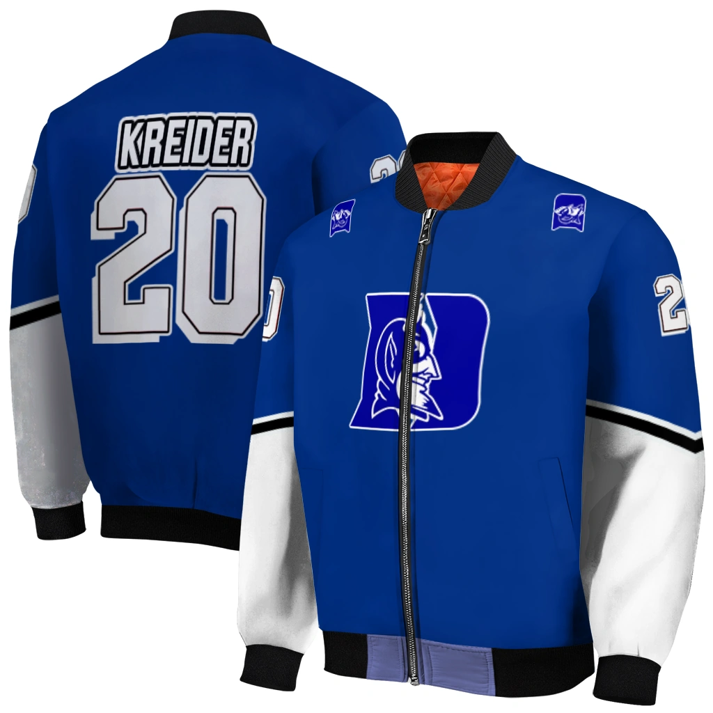 personalized duke blue devils chevron style blue bomber jacket best selling personalized duke blue devils chevron style blue bomber jacket best selling