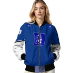 personalized duke blue devils chevron style blue bomber jacket best selling