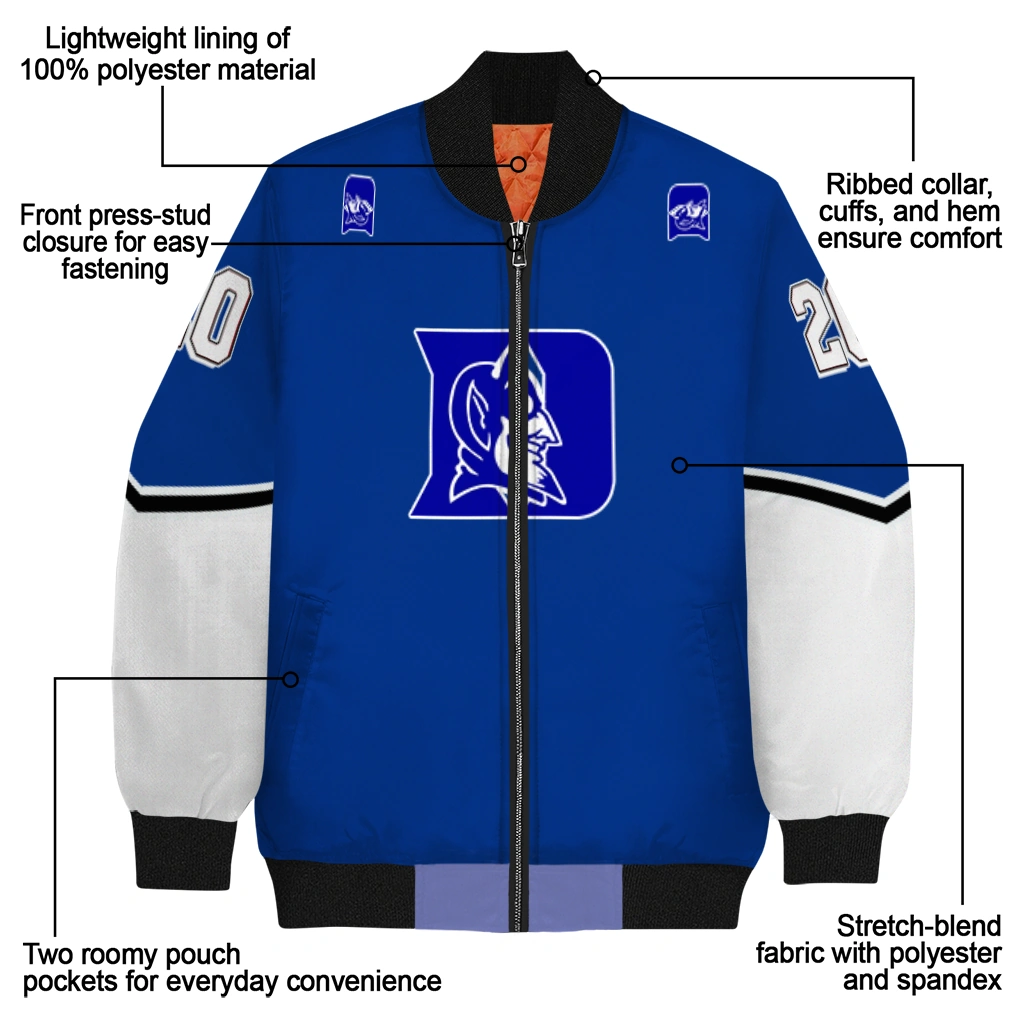 personalized duke blue devils chevron style blue bomber jacket new arrival personalized duke blue devils chevron style blue bomber jacket new arrival