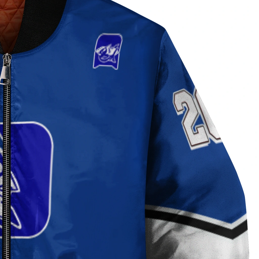 personalized duke blue devils chevron style blue bomber jacket premium grade personalized duke blue devils chevron style blue bomber jacket premium grade