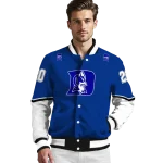 personalized duke blue devils chevron style blue varsity jacket best selling