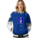 personalized duke blue devils chevron style blue varsity jacket best selling