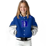 personalized duke blue devils chevron style blue varsity jacket best selling