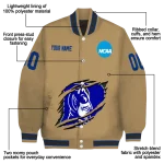personalized duke blue devils claw effect beige varsity jacket best selling