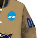 personalized duke blue devils claw effect beige varsity jacket best selling