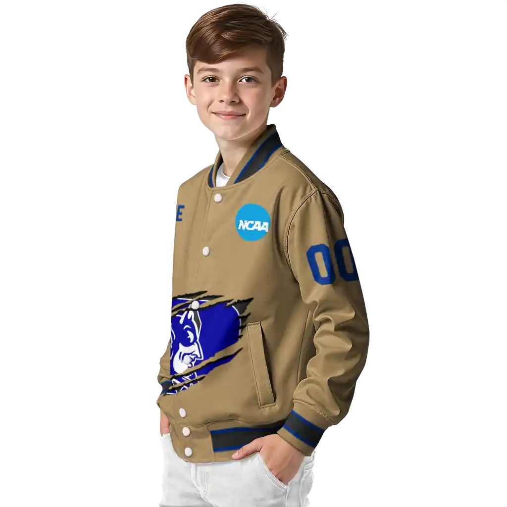 personalized duke blue devils claw effect beige varsity jacket trendy personalized duke blue devils claw effect beige varsity jacket trendy