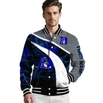 personalized duke blue devils electric flash blue varsity jacket best selling