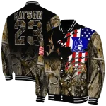 personalized duke blue devils patriot deer camouflage varsity jacket best selling