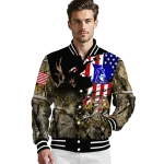 personalized duke blue devils patriot deer camouflage varsity jacket best selling