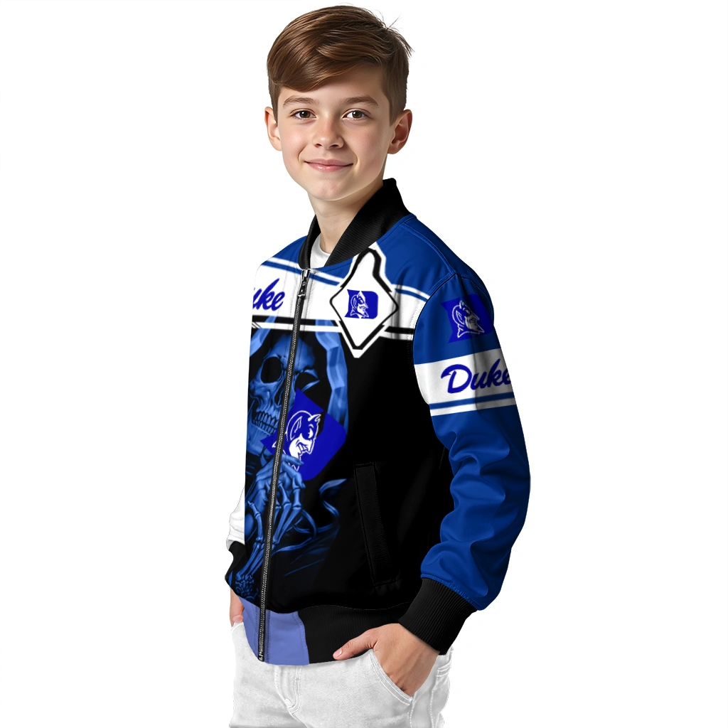 personalized duke blue devils reaper hands blue black bomber jacket trendy personalized duke blue devils reaper hands blue black bomber jacket trendy