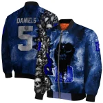 personalized duke blue devils skull cluster blue bomber jacket best selling