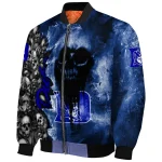 personalized duke blue devils skull cluster blue bomber jacket best selling