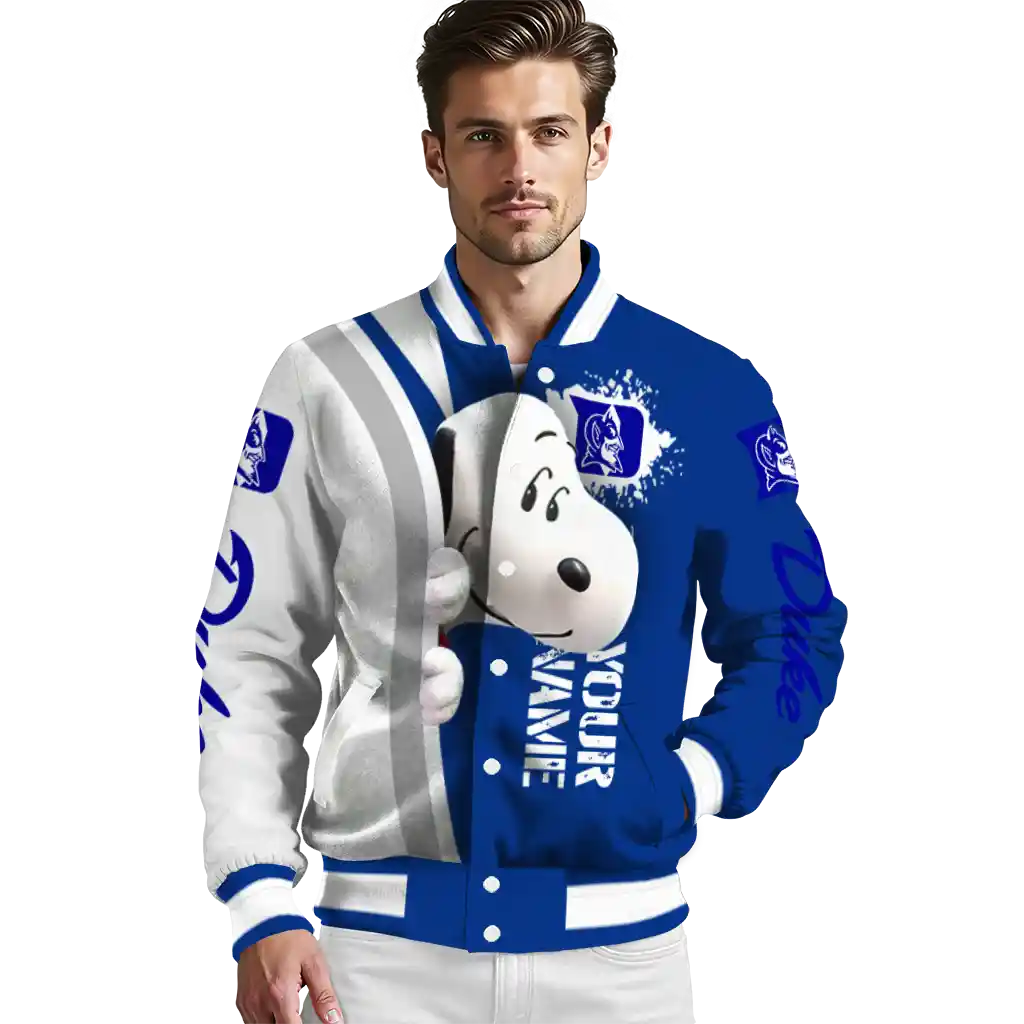 personalized duke blue devils snoopy head blue varsity jacket high quality personalized duke blue devils snoopy head blue varsity jacket high quality