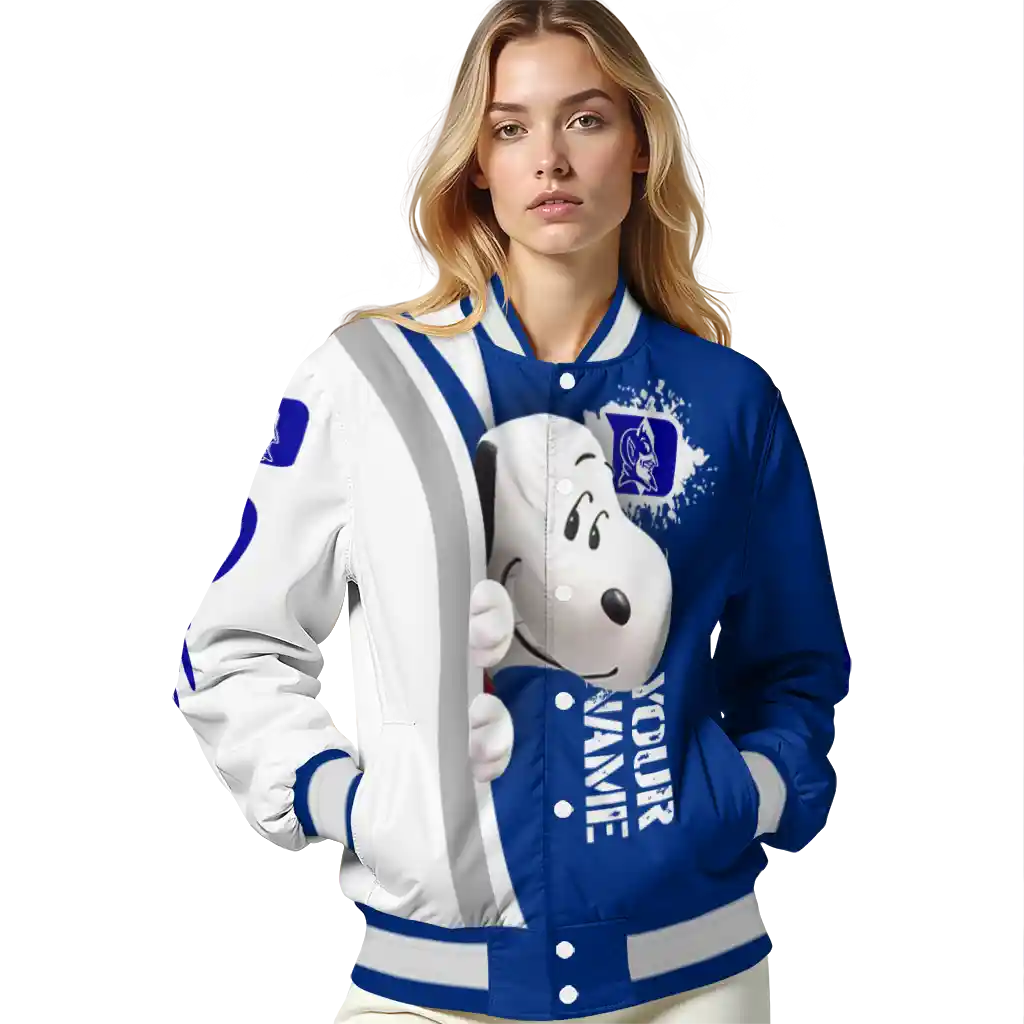 personalized duke blue devils snoopy head blue varsity jacket latest model personalized duke blue devils snoopy head blue varsity jacket latest model