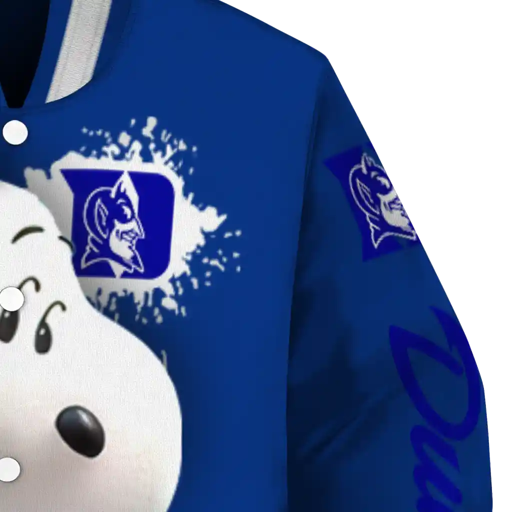 personalized duke blue devils snoopy head blue varsity jacket premium grade personalized duke blue devils snoopy head blue varsity jacket premium grade