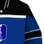 personalized duke blue devils stripe statement blue black varsity jacket best selling