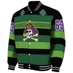 personalized east carolina pirates clover green lines green black varsity jacket best selling